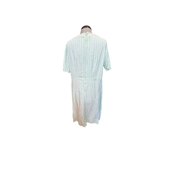 1950s Vintage Mint Green Textured Stripe Dress Restored & Ready Soft Minimalist - Picture 7 of 7